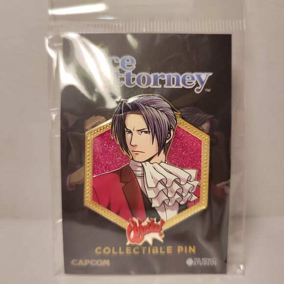 Ace Attorney Phoenix Wright Miles Edgeworth Enamel Pin Official Full Color Badge - Picture 1 of 2
